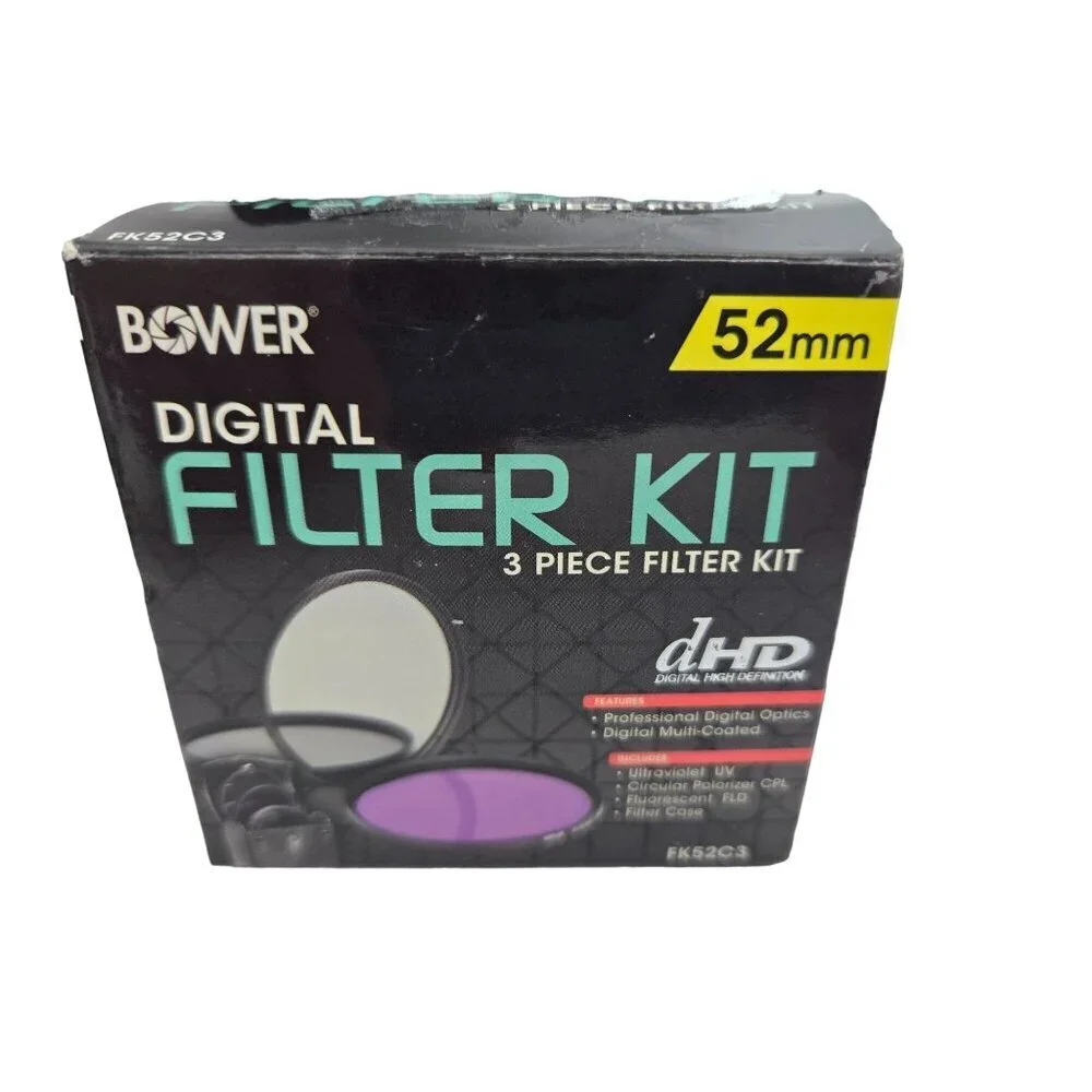 Bower 52mm Digital Filter Kit 3 Piece: UV CPL FLD‎ Filters w/ Pouch